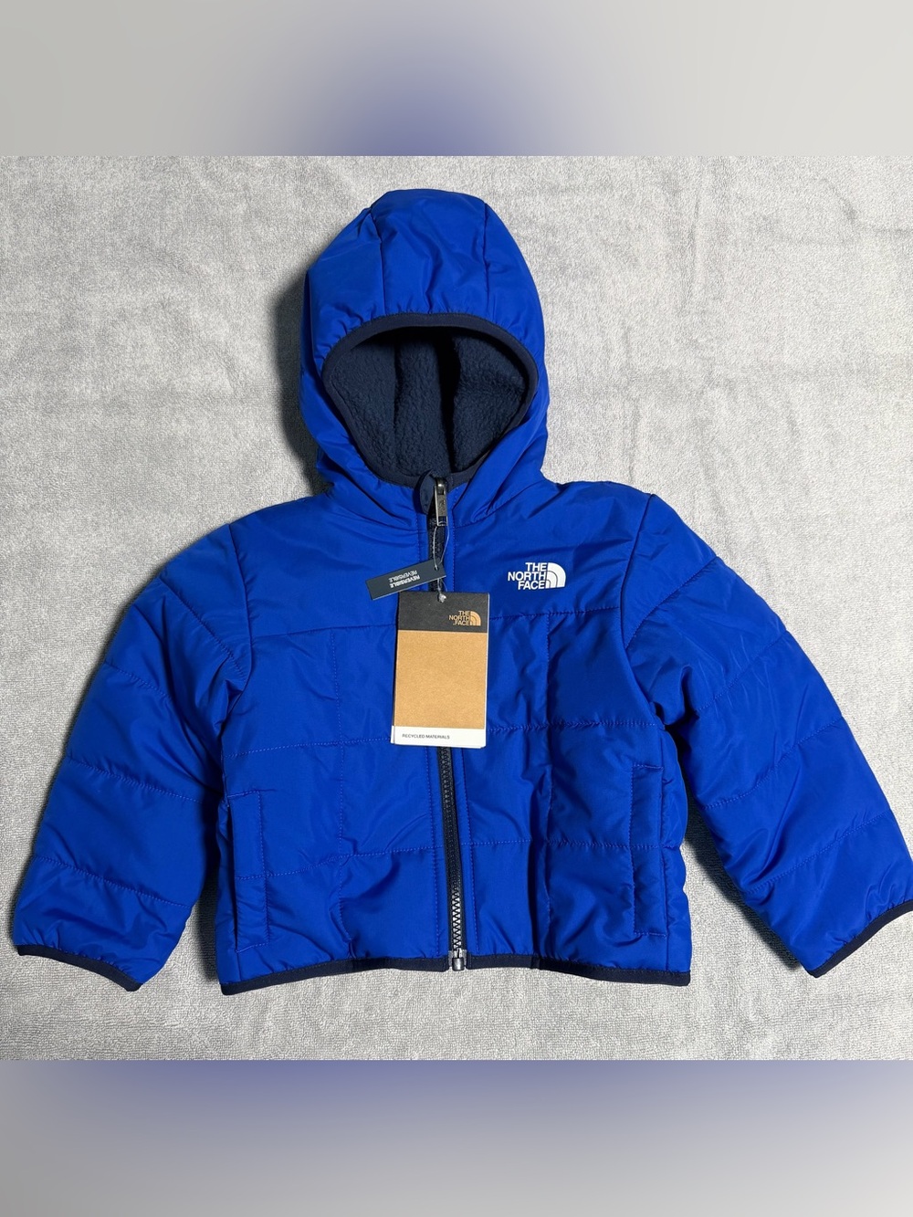 The North Face Bright Blue Hooded Puffer Jacket for Kids